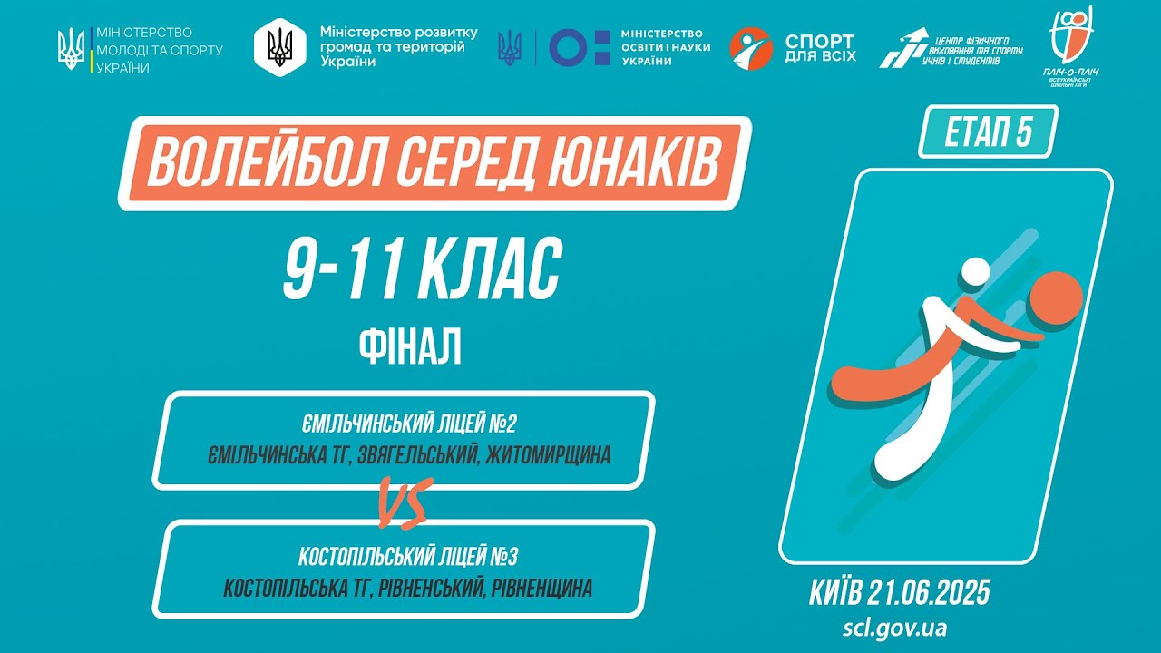14:30 ВОЛЕЙБОЛ | Юнаки 9-11 класи | Гра за 1 місце | Пліч-о-пліч: Етап 5