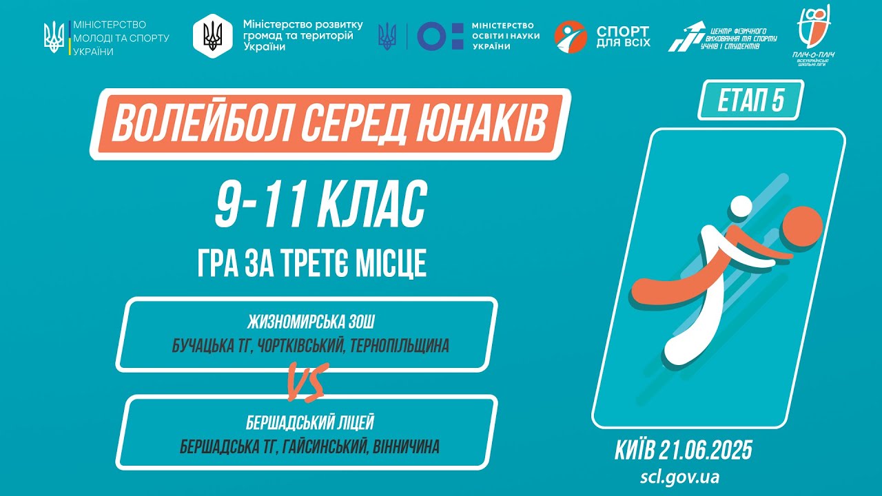 13:00 ВОЛЕЙБОЛ | Юнаки 9-11 класів | Гра за 3 місце | Пліч-о-пліч: Етап 5